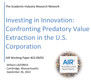 Investing in Innovation: Confronting Predatory Value Extraction in the U.S. Corporation